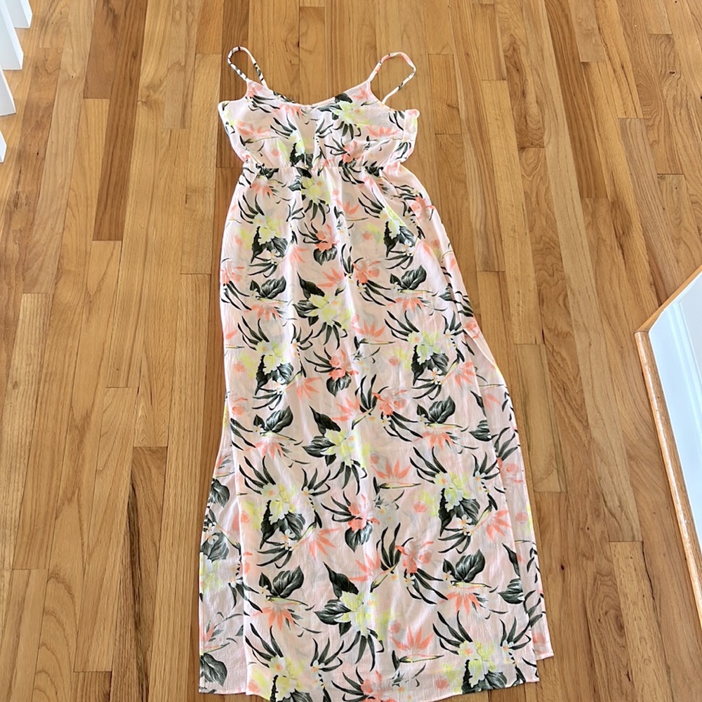 H&M coral flower maxi dress size small